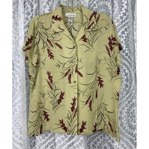 Evan-Picone Womens Size 14 Silk Two-Piece Floral Blouse & Skirt Set Vintage 100% - Picture 4 of 9